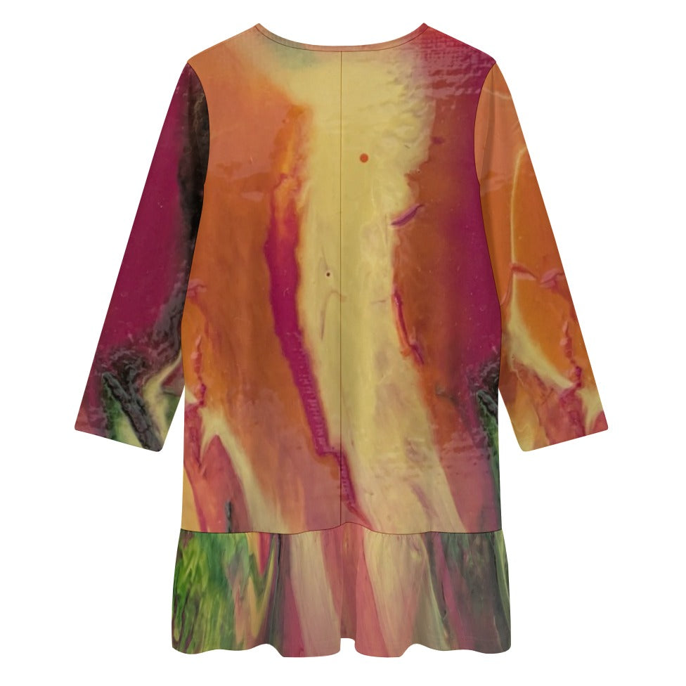 Long-sleeved V-neck Ruffle Dress Standing Ovation Series