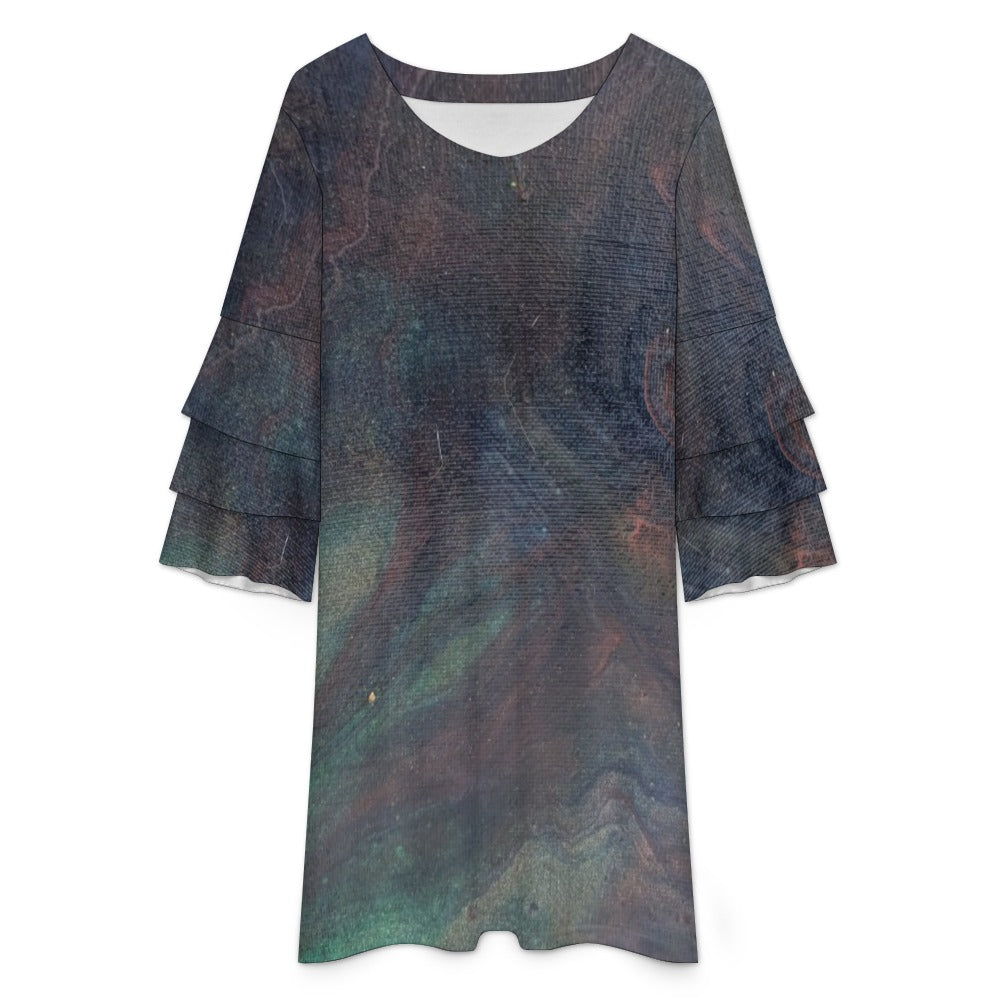 Lotus Leaf Sleeve Dress Intermission Blues Series