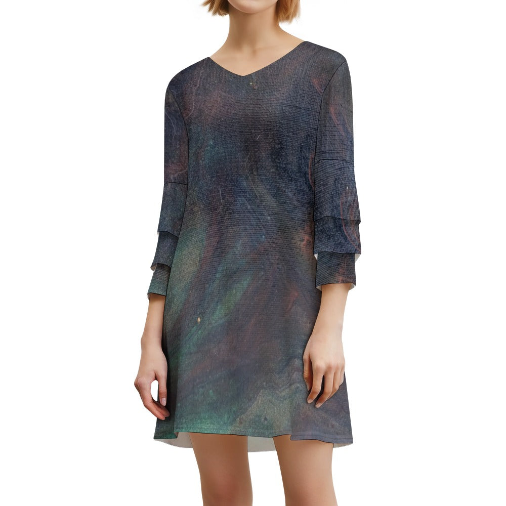 Lotus Leaf Sleeve Dress Intermission Blues Series