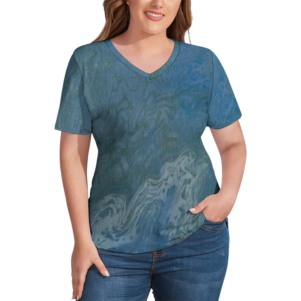 Women’s Printed V-Neck Tee Intermission Blues