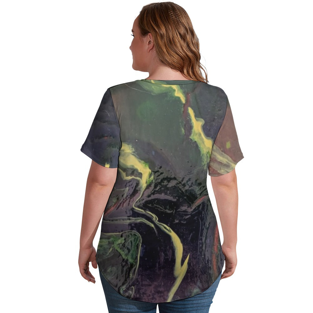 Women’s Printed V-Neck Tee Intermission Blues