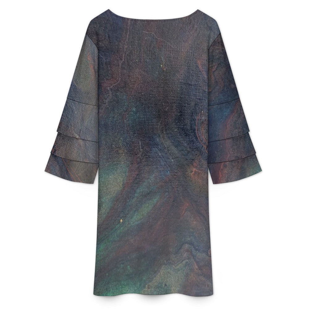 Lotus Leaf Sleeve Dress Intermission Blues Series