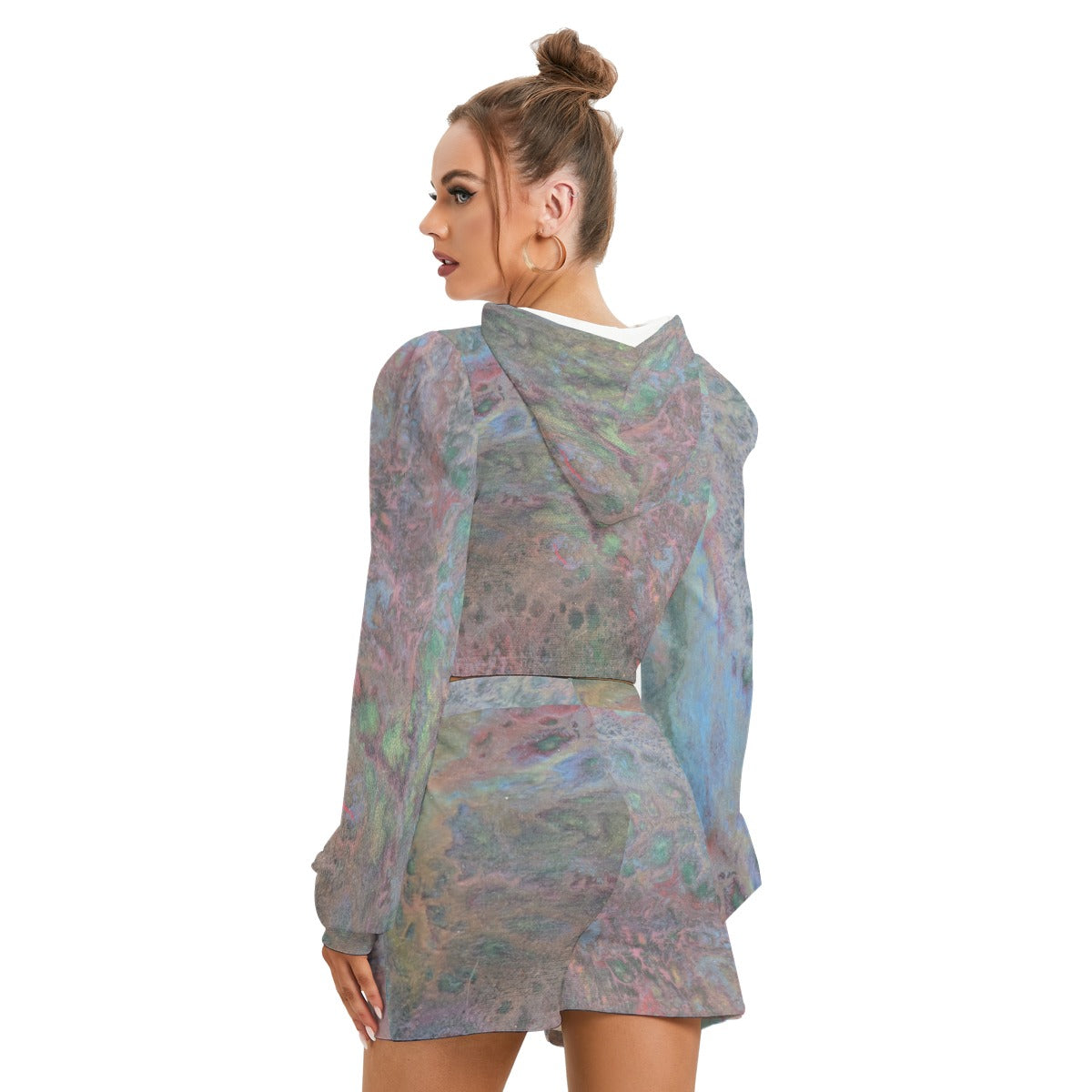Midnight Bloom Fleece Hoodie + Shorts Set