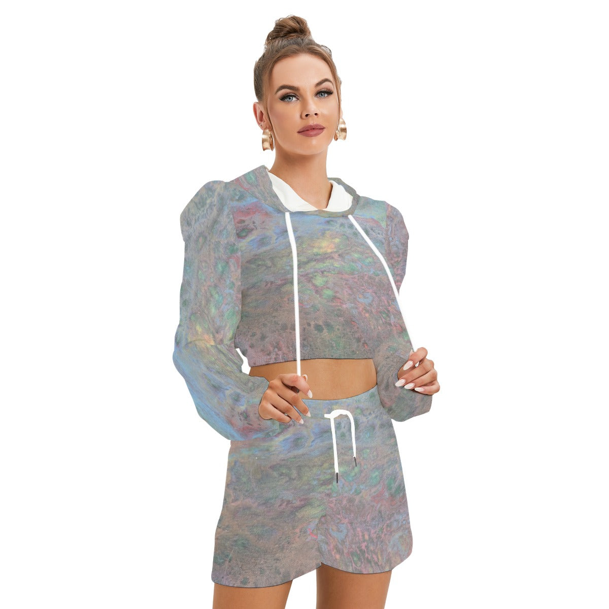 Midnight Bloom Fleece Hoodie + Shorts Set