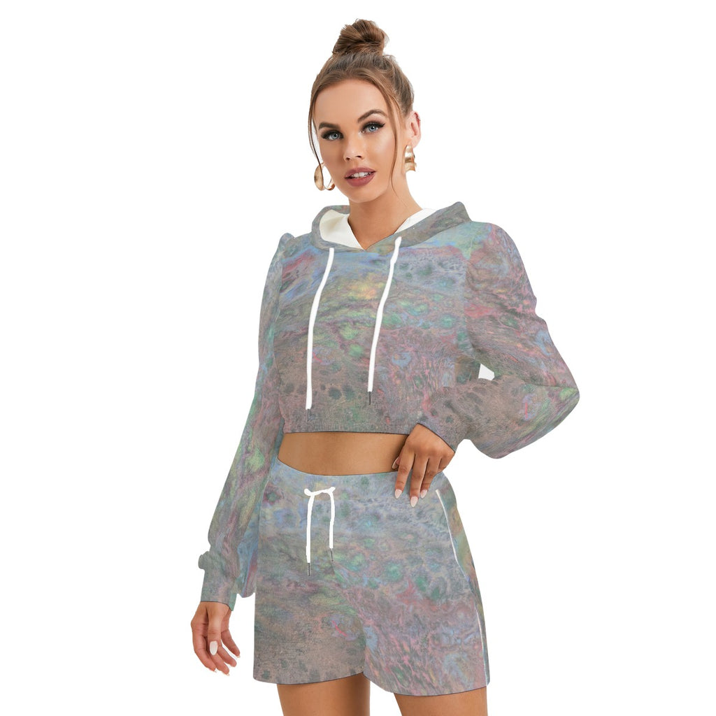Midnight Bloom Fleece Hoodie + Shorts Set
