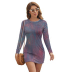 Women's Long Sleeve Round Neck Slim Dress Intermission Blues