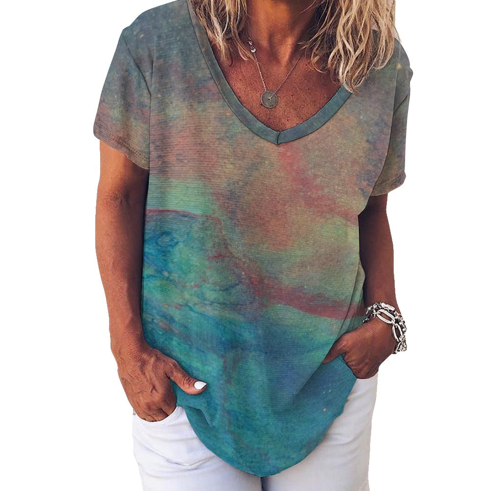 Women’s Printed V-Neck Tee Intermission Blues