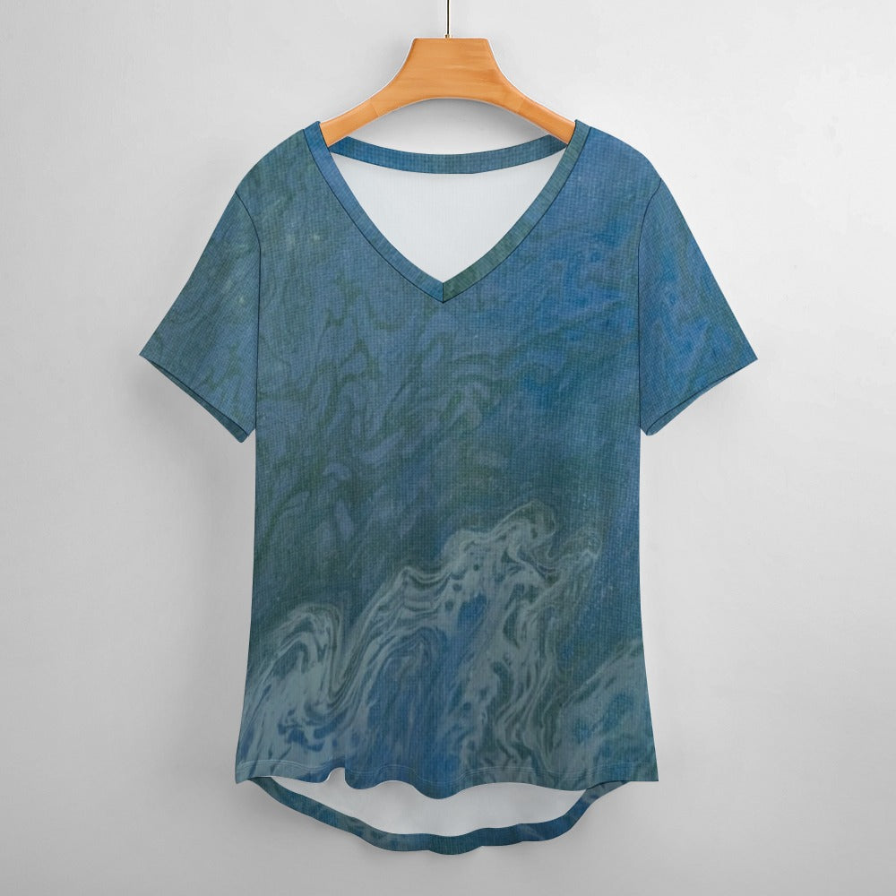 Women’s Printed V-Neck Tee Intermission Blues