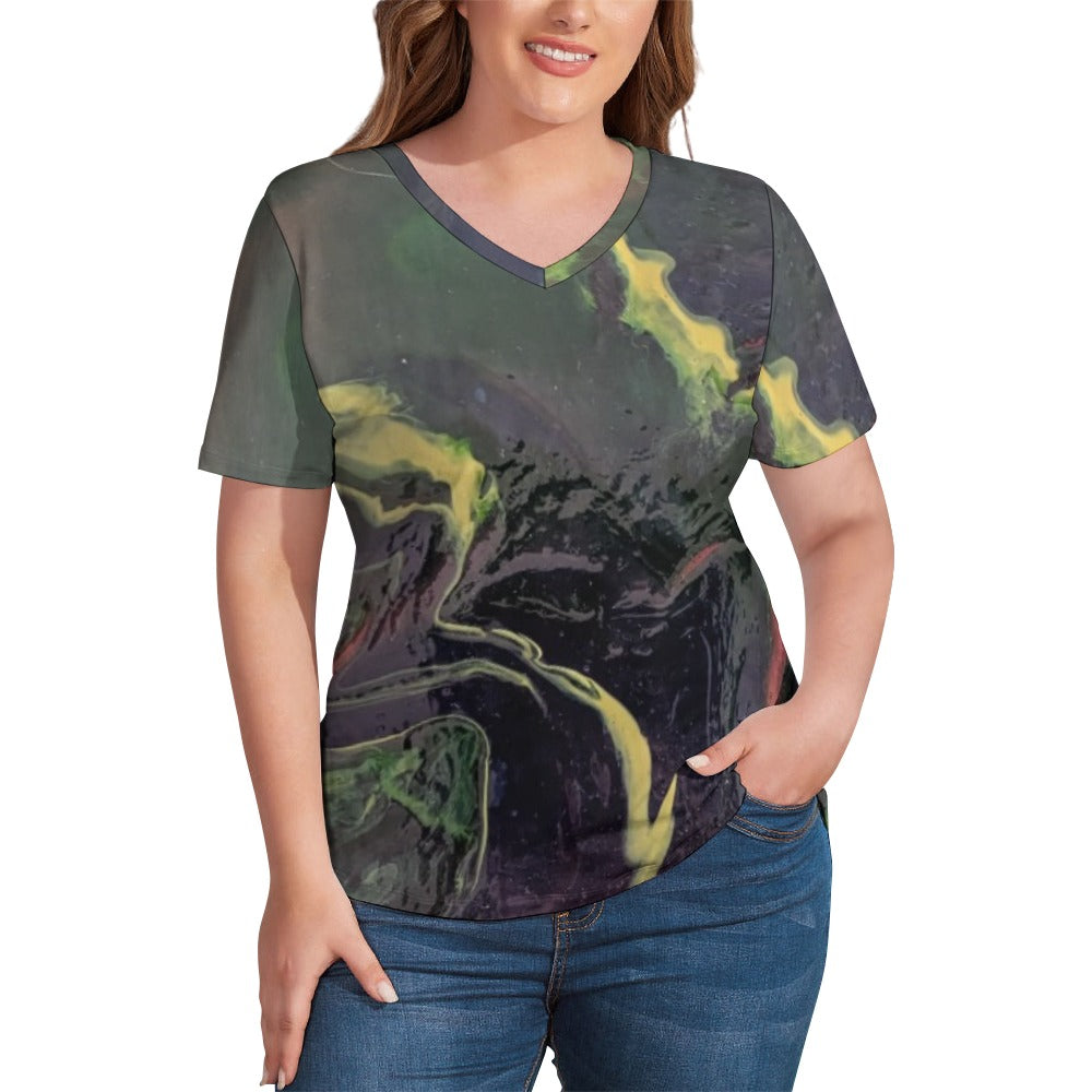 Women’s Printed V-Neck Tee Intermission Blues