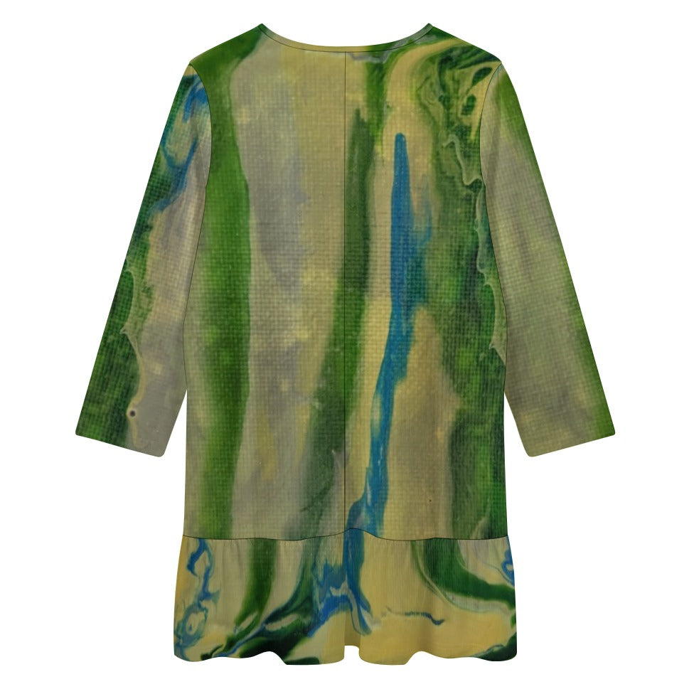 Long-sleeved V-neck Ruffle Dress Standing Ovation Series