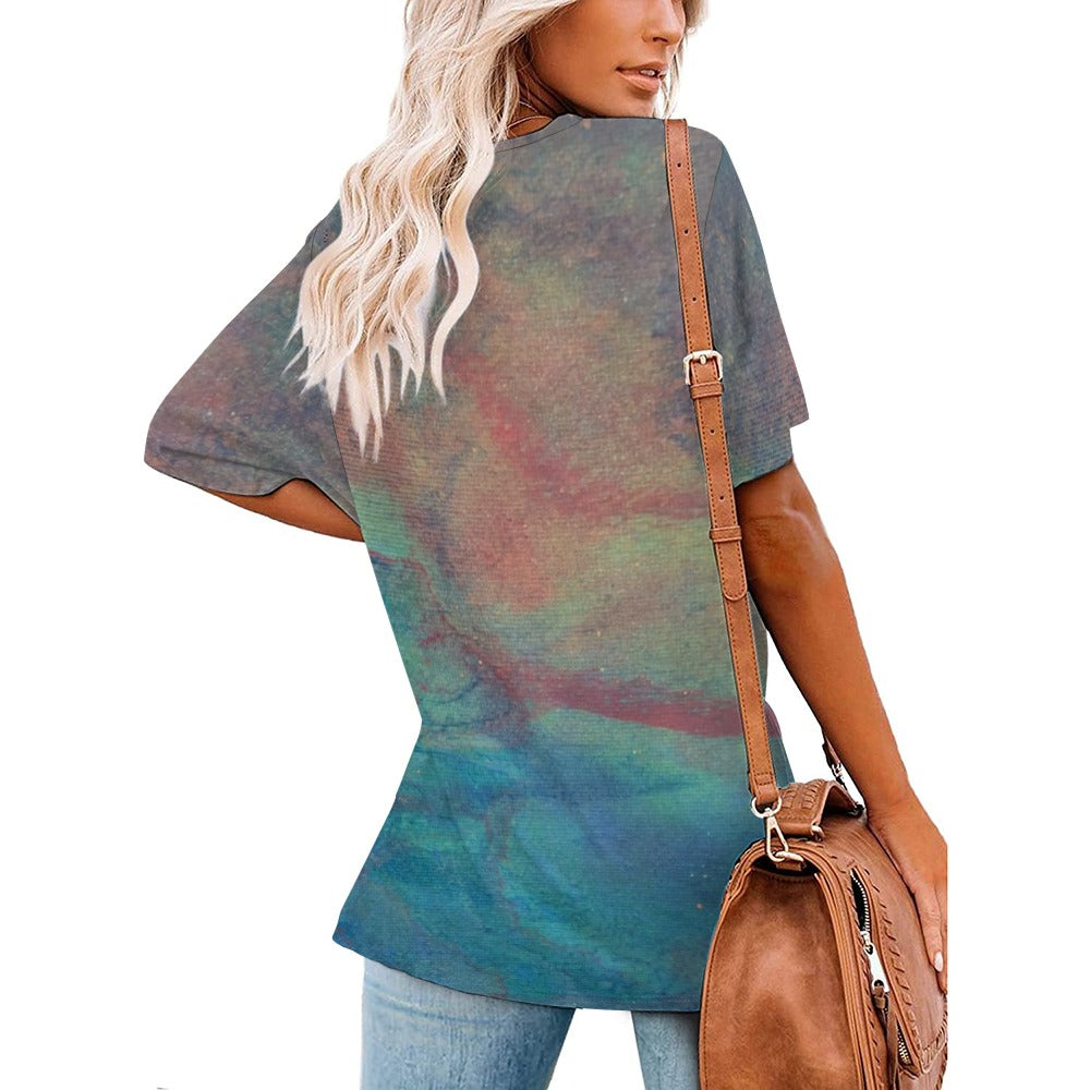 Women’s Printed V-Neck Tee Intermission Blues