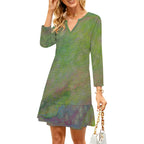 Long-sleeved V-neck Ruffle Dress Standing Ovation Series