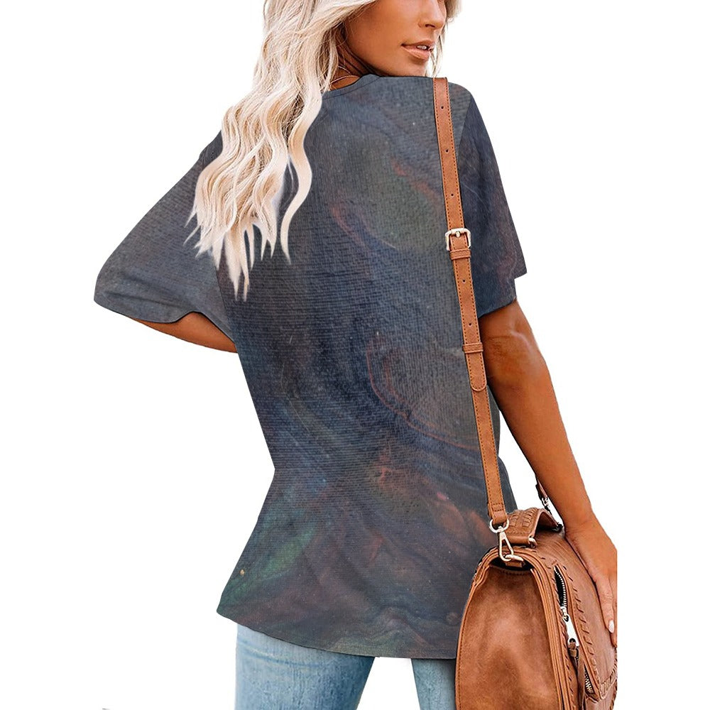 Women’s Printed V-Neck Tee Intermission Blues