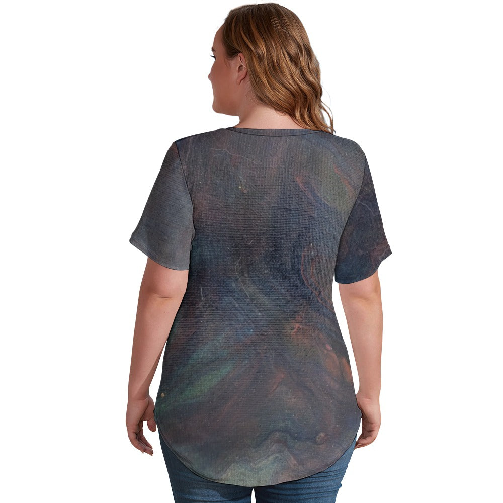 Women’s Printed V-Neck Tee Intermission Blues