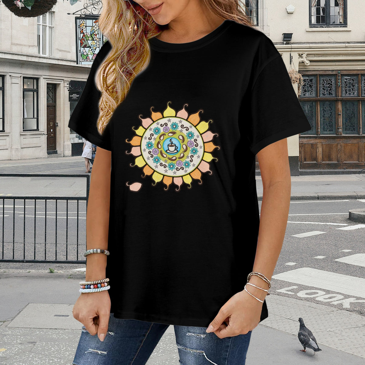 🎨 Creative Café Mandala T-Shirt ☕