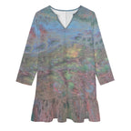 Long-sleeved V-neck Ruffle Dress Intermission Blues Series