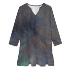 Long-sleeved V-neck Ruffle Dress Intermission Blues Series