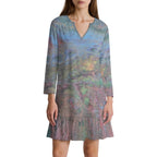 Long-sleeved V-neck Ruffle Dress Intermission Blues Series