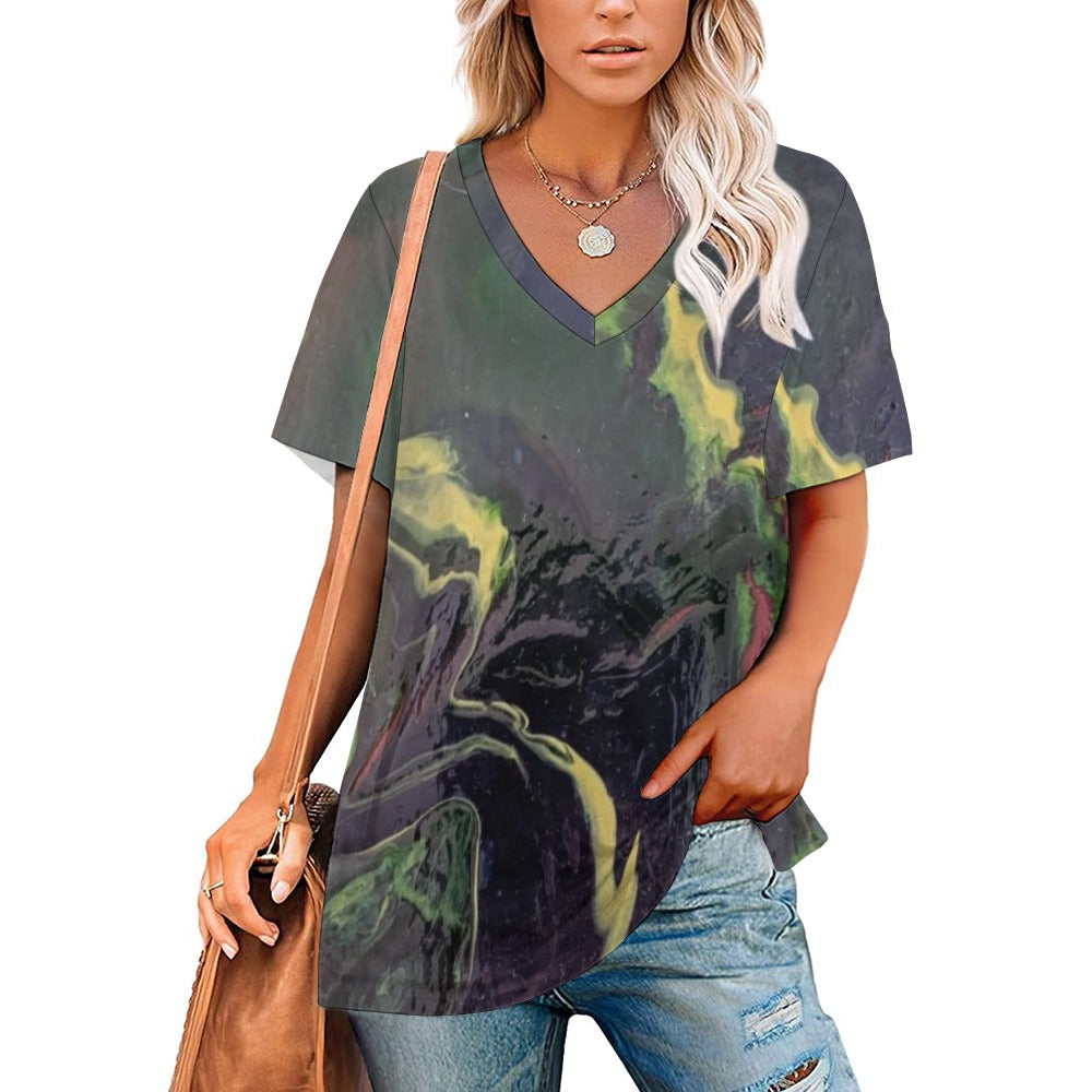 Women’s Printed V-Neck Tee Intermission Blues