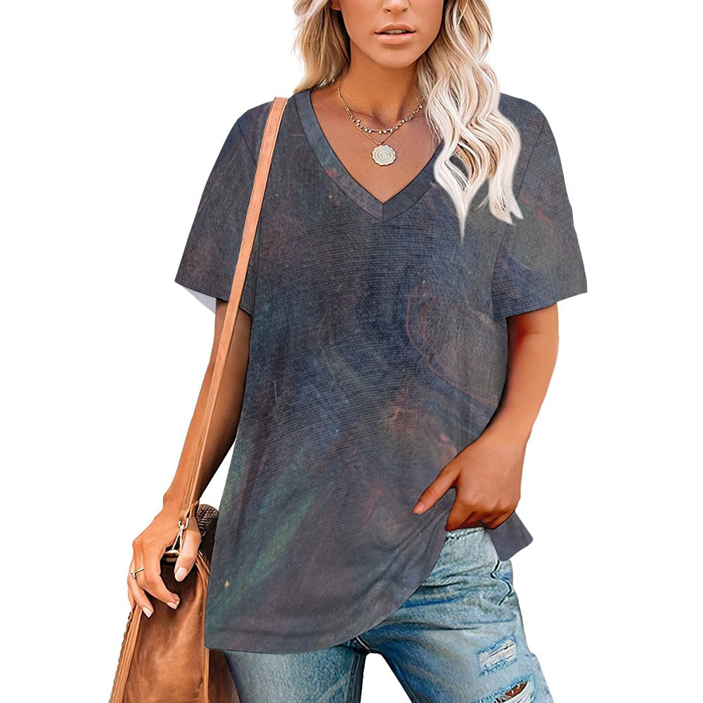 Women’s Printed V-Neck Tee Intermission Blues