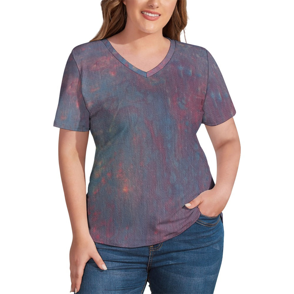Women’s Printed V-Neck Tee Intermission Blues