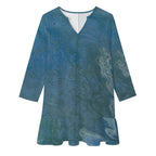 Long-sleeved V-neck Ruffle Dress Intermission Blues Series
