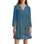 Long-sleeved V-neck Ruffle Dress Intermission Blues Series