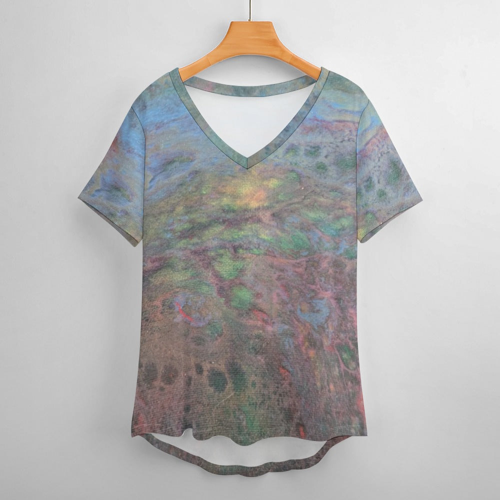 Women’s Printed V-Neck Tee Intermission Blues