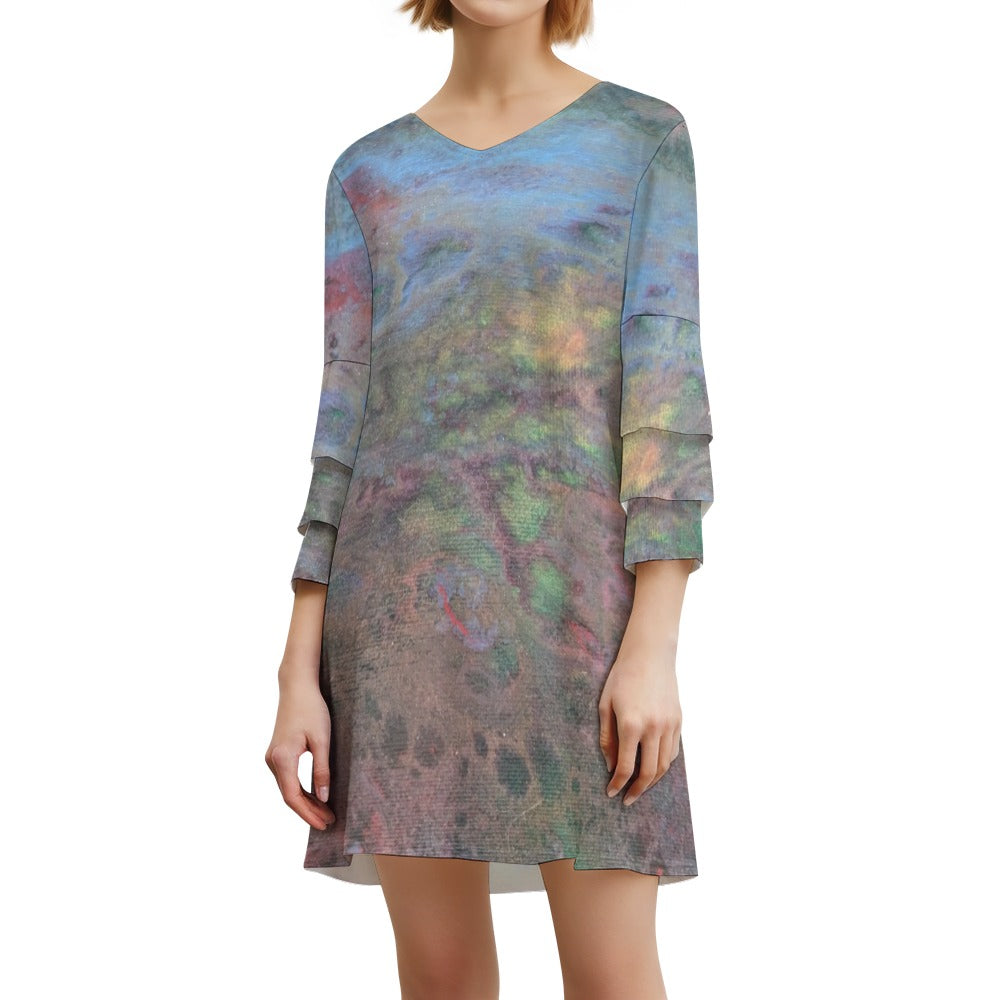 Lotus Leaf Sleeve Dress Intermission Blues Series