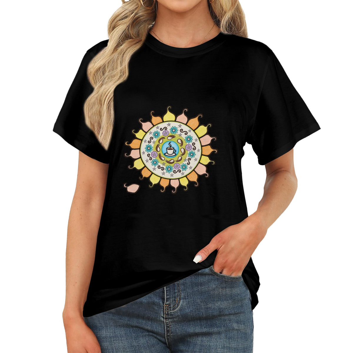 🎨 Creative Café Mandala T-Shirt ☕