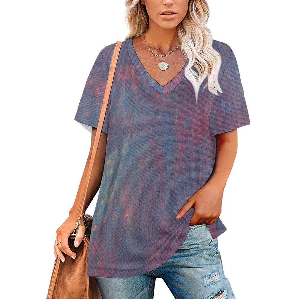 Women’s Printed V-Neck Tee Intermission Blues