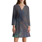 Long-sleeved V-neck Ruffle Dress Intermission Blues Series