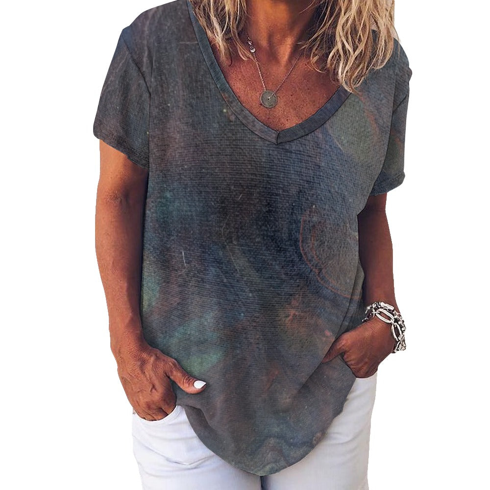 Women’s Printed V-Neck Tee Intermission Blues