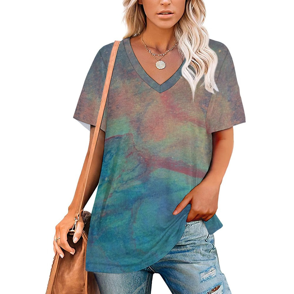 Women’s Printed V-Neck Tee Intermission Blues