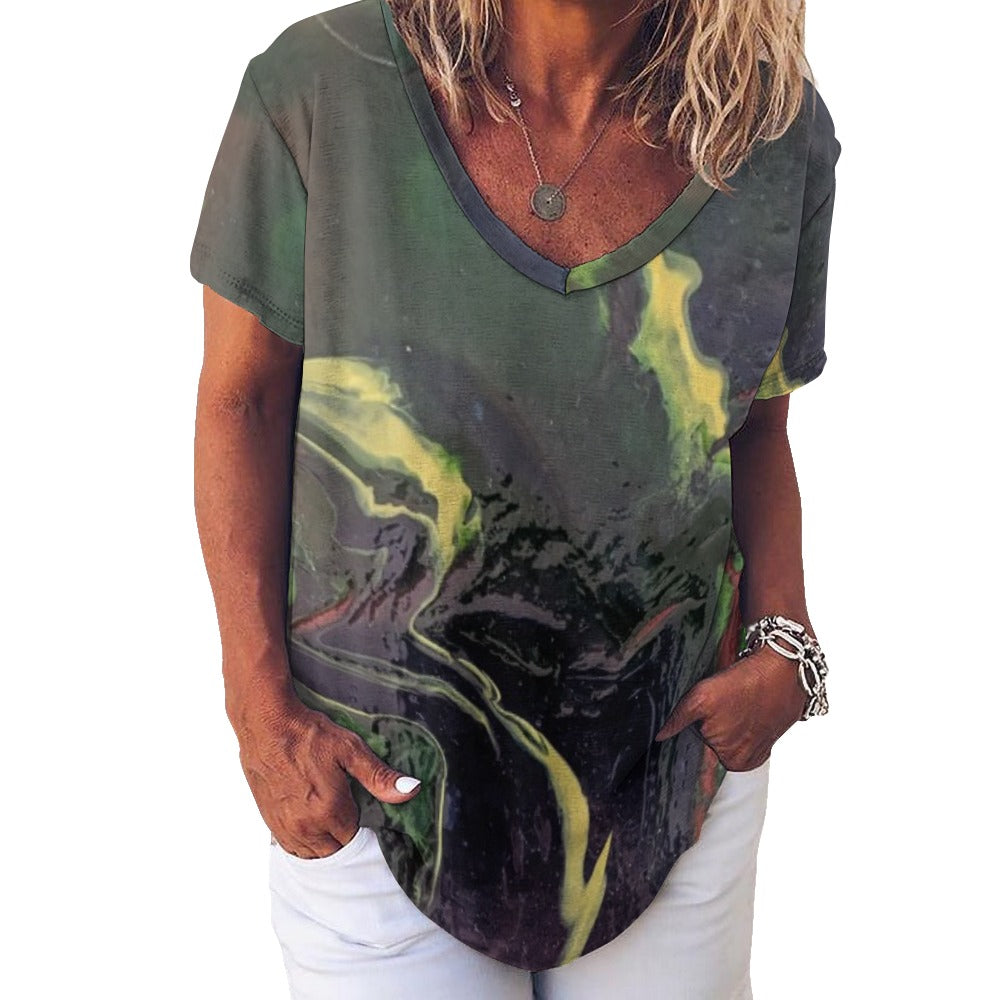 Women’s Printed V-Neck Tee Intermission Blues