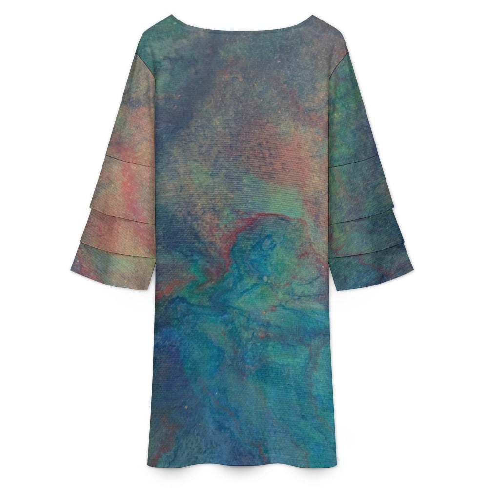 Lotus Leaf Sleeve Dress Intermission Blues Series