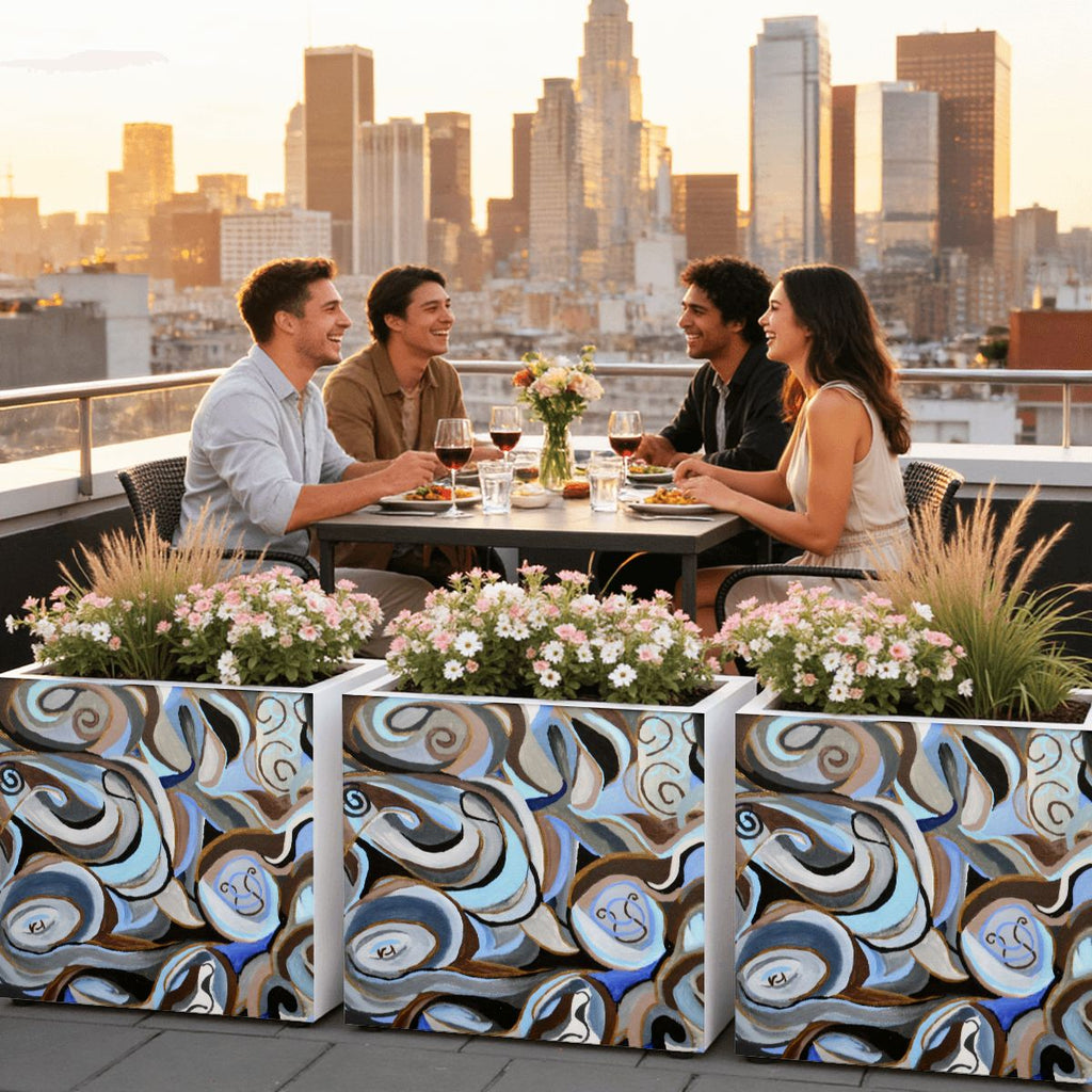 Outdoor Metal Art Planter – Artist Edition Blue Inspirations