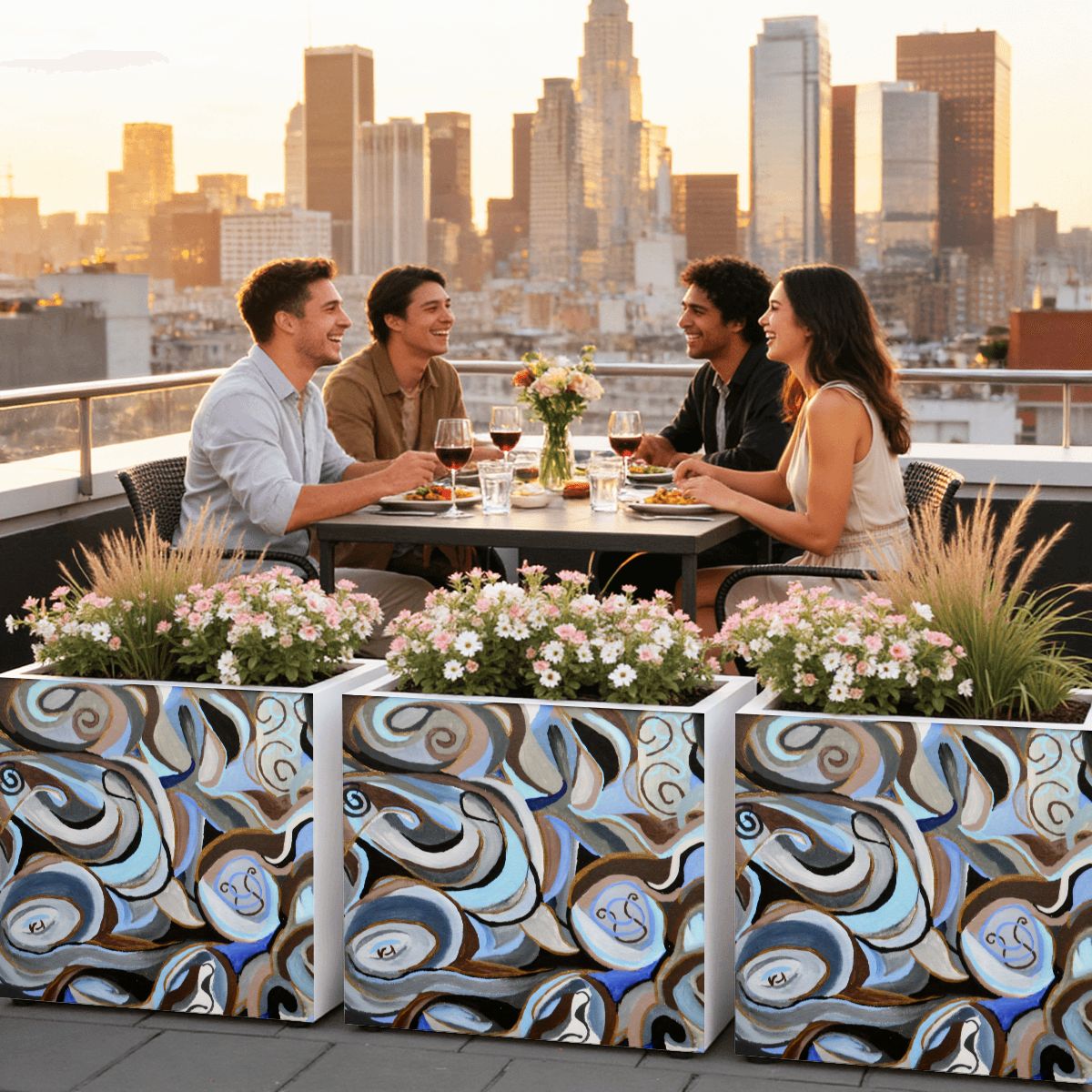 Outdoor Metal Art Planter – Artist Edition Blue Inspirations