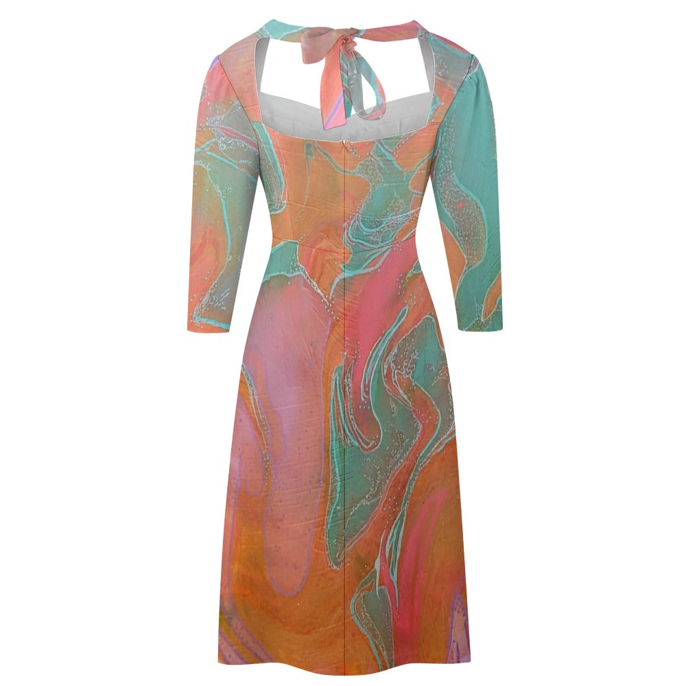 Sweetheart Knot Flare Dress