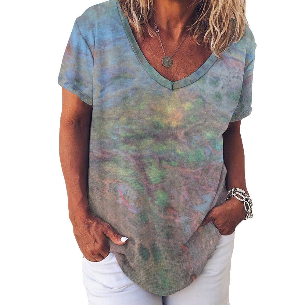 Women’s Printed V-Neck Tee Intermission Blues