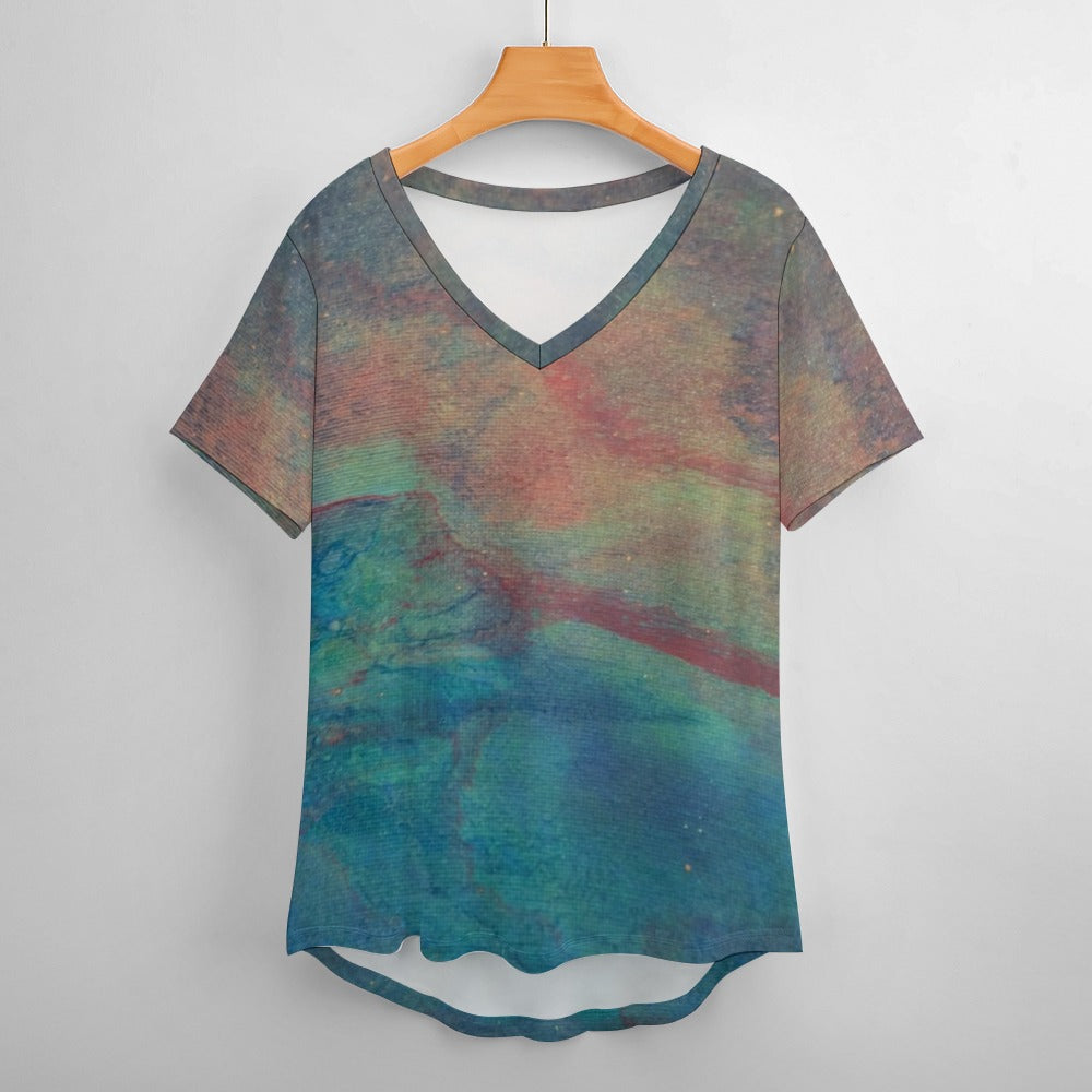Women’s Printed V-Neck Tee Intermission Blues