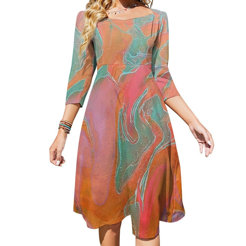 Sweetheart Knot Flare Dress