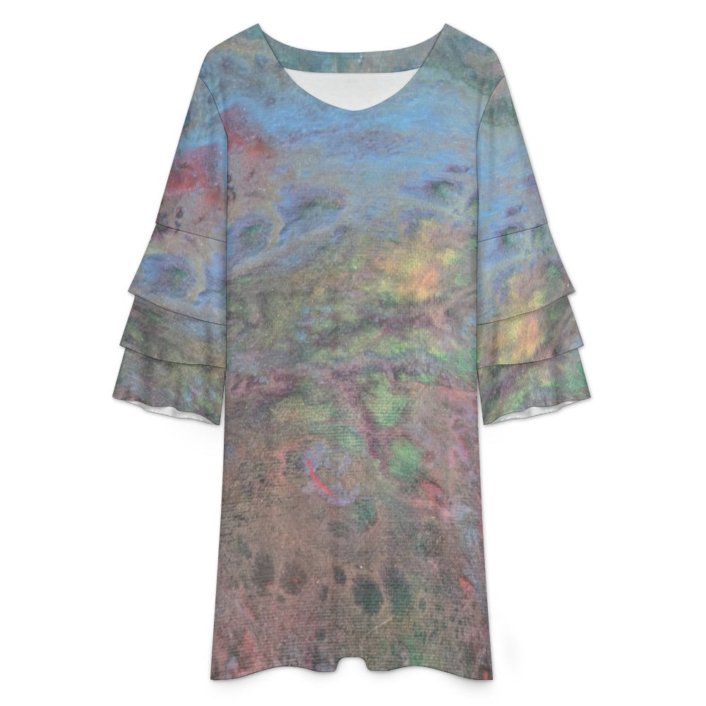Lotus Leaf Sleeve Dress Intermission Blues Series