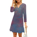 Long-sleeved V-neck Ruffle Dress Intermission Blues Series