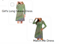 Product listing with a girl's long sleeve dress and a matching 'Match Me Dress' on a white background.